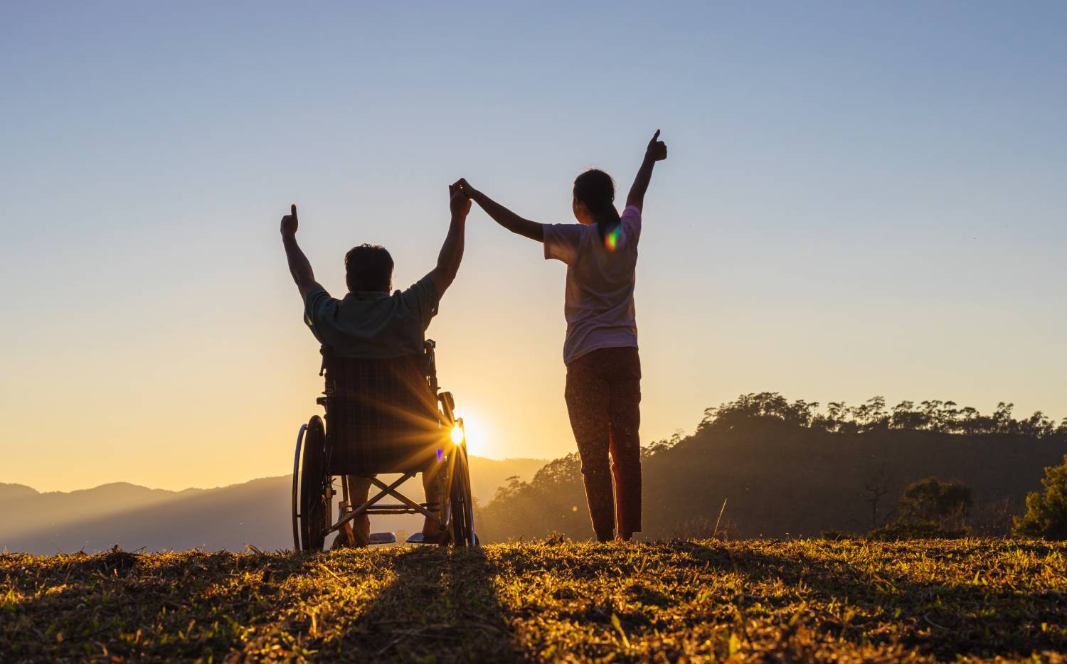 wheelchair raised hands